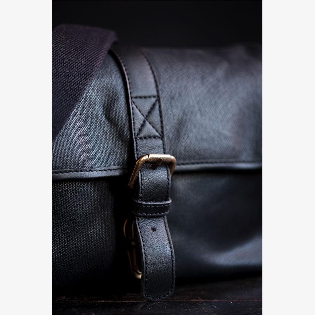 París Black Waxed Canvas Camera Bag