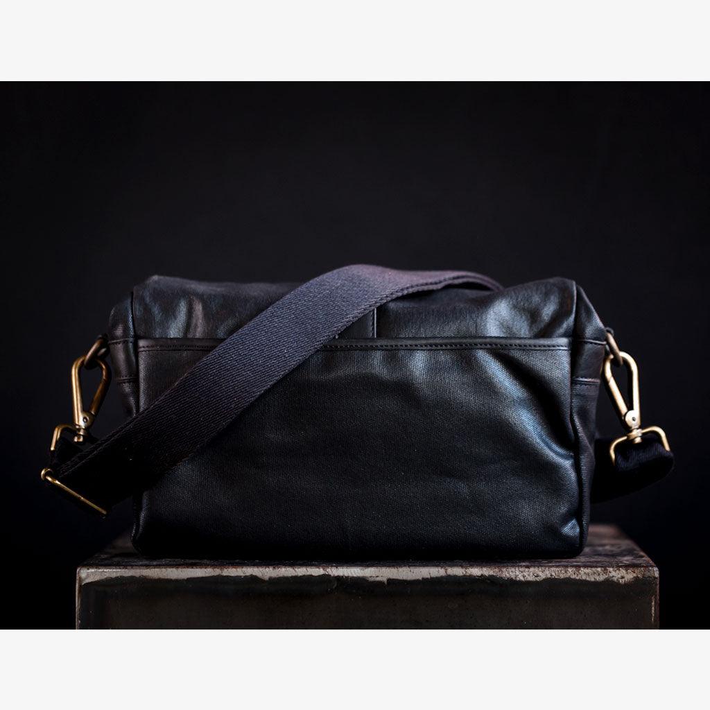 París Black Waxed Canvas Camera Bag