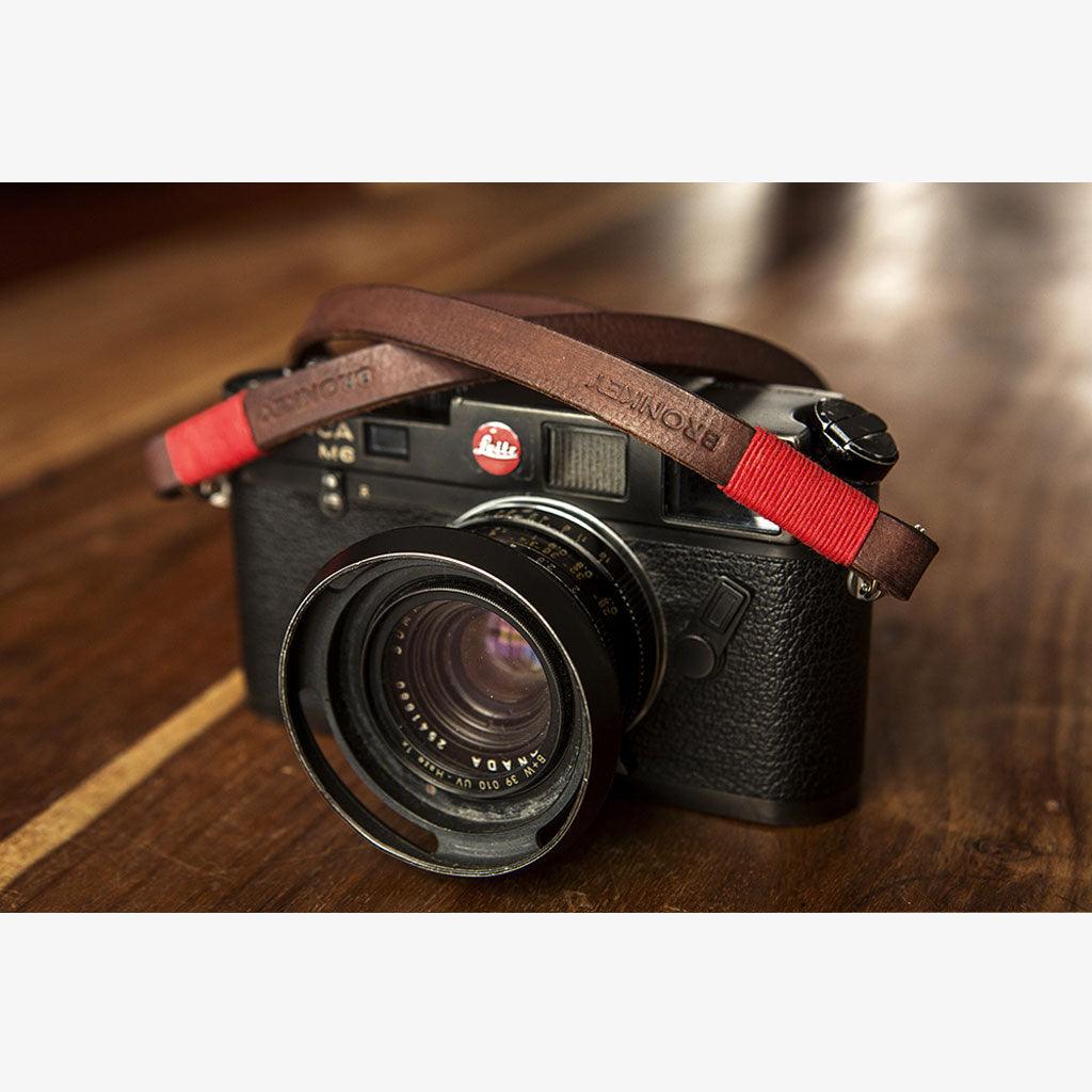 Tokyo #102 - Brown & Red leather camera strap