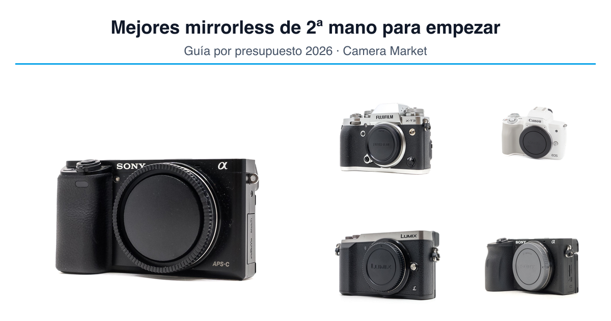 Mejores cámaras mirrorless de segunda mano para empezar en 2026: Sony A6000, Fujifilm X-T3, Canon M50, Panasonic Lumix GX80 y Sony A6600