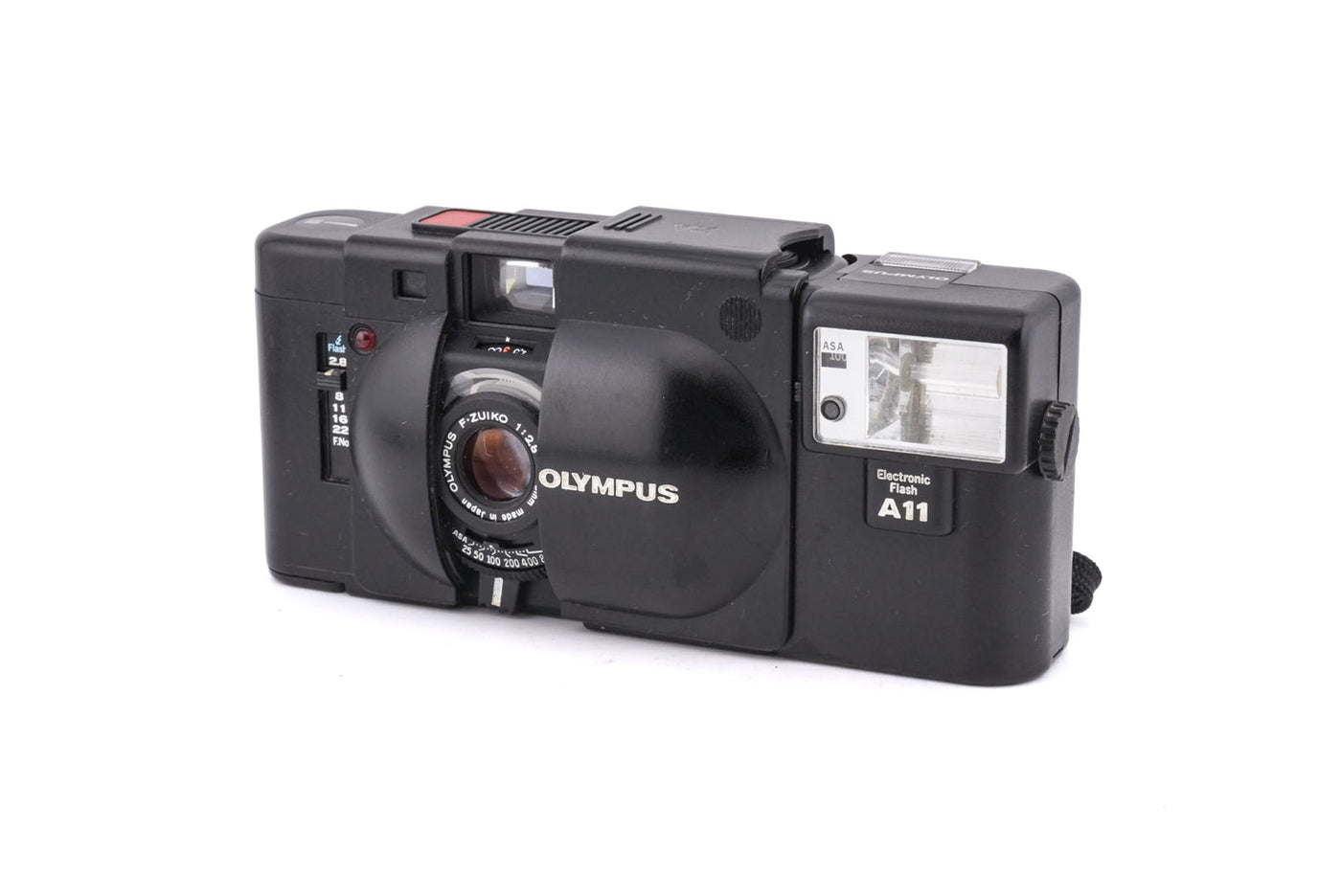 Olympus XA + Lampa Błyskowa A11 Elektroniczna Certyfikowana Zatwierdzona · zdjęcie główne