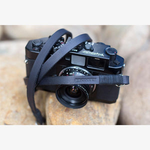 Tokyo #104 - Black & black leather camera strap
