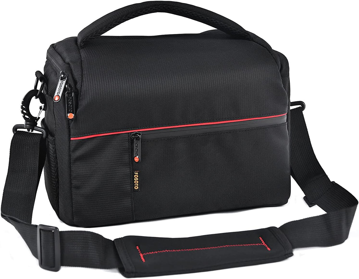 FOSOTO Bolsa Funda Cámara Réflex DSLR SLR Negra de Hombro Antigolpe para Canon Powershot SX540 SX530 SX530 SX60, Nikon B500 D3500, D7500 Sony DSC HX400V a7II a6400, Panasonic LUMIX DC-S5KE-K