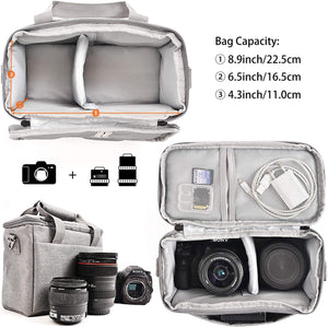 FOSOTO Bolsa Funda Cámara Réflex Digital DSLR SLR Antigolpe Impermeable de Hombro para 1 Cámara,1 ó 2 Lentes y Accesorios de Fotos para Canon 700D 1200D 600D, Nikon Sony a7 II a6400, Panasonic