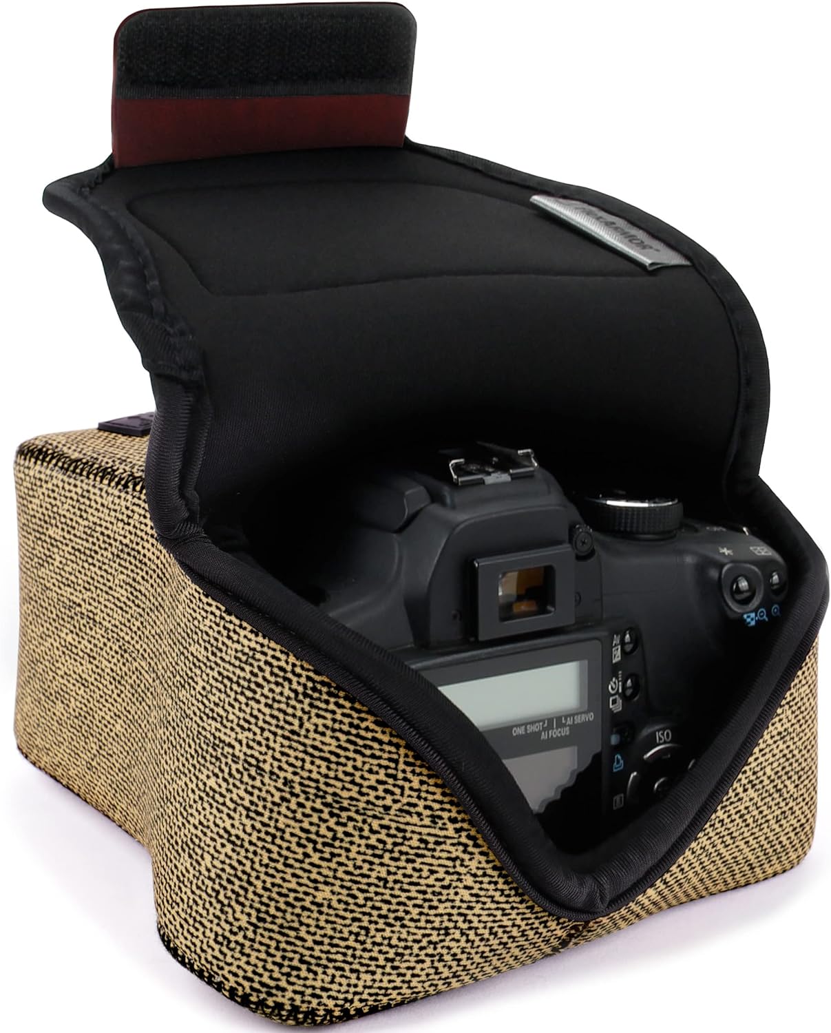 USA Gear Funda Cámara Reflex DSLR con Protección de Neopreno, Presilla para Cinturón y Almacenamiento de Accesorios - Compatible con Nikon D3400, Canon EOS Rebel SL2, Pentax K-70 y más - Negro